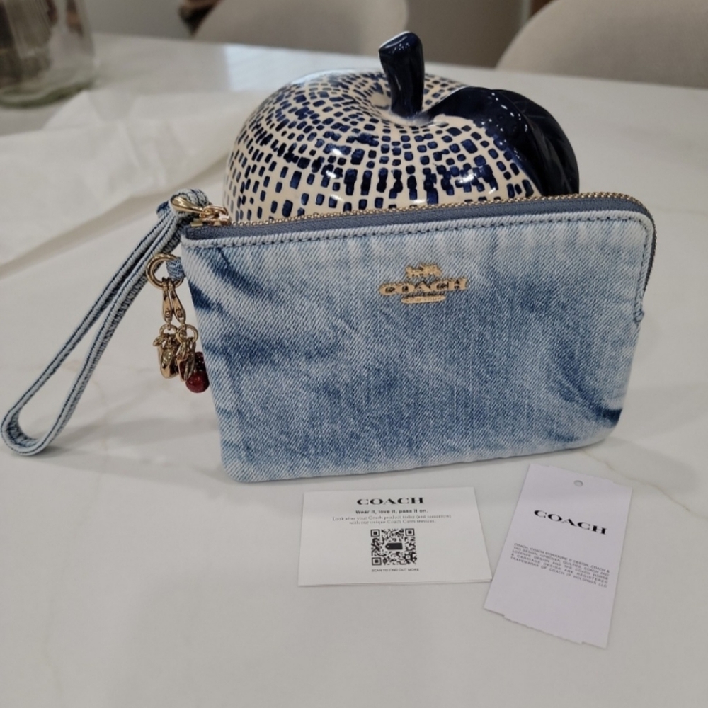 Coach Denim Corner Wristlet With Charms - Picture 5 of 10